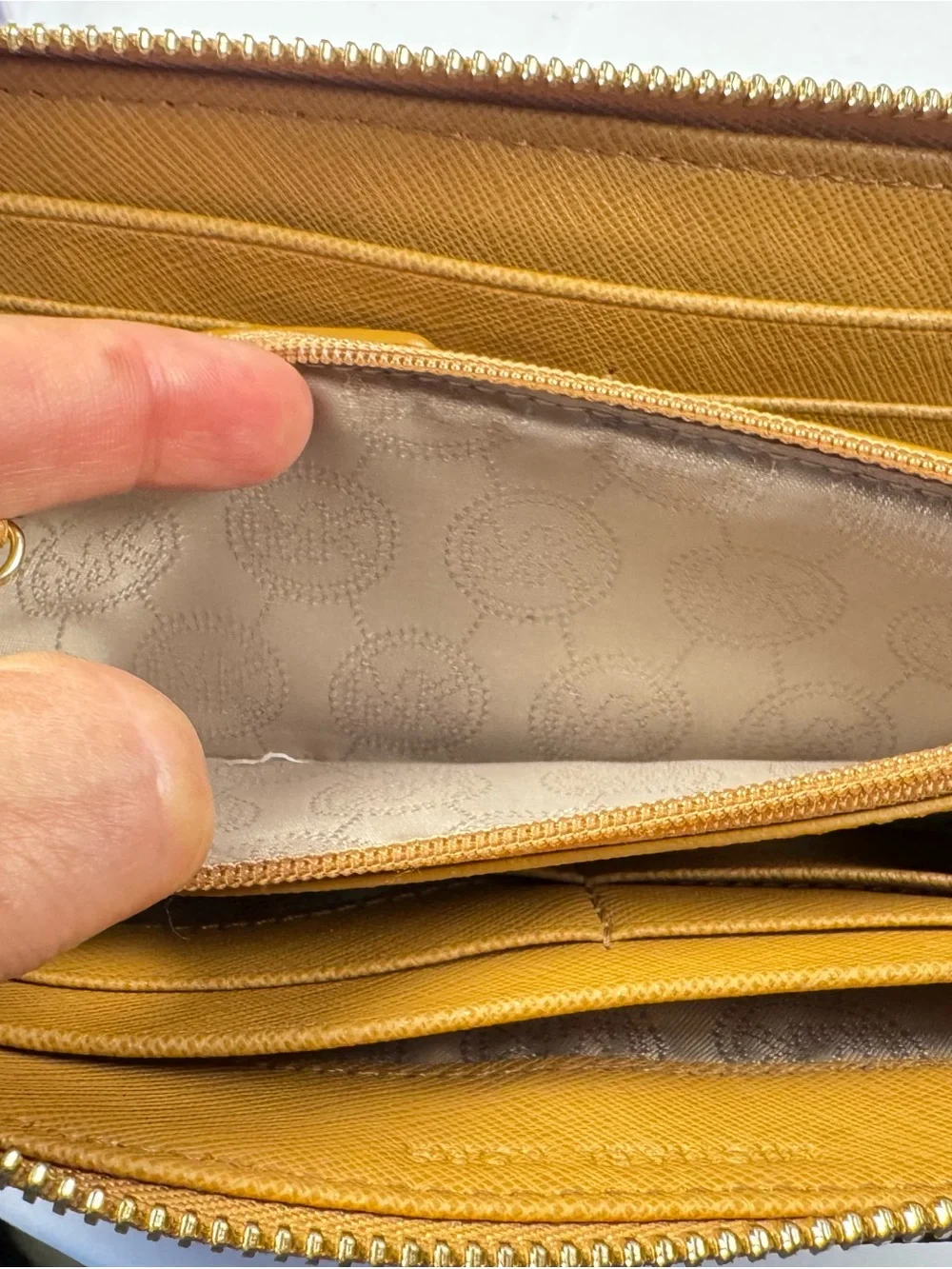 Michael Kors Taupe Zip-Around Wallet with Gold Accent